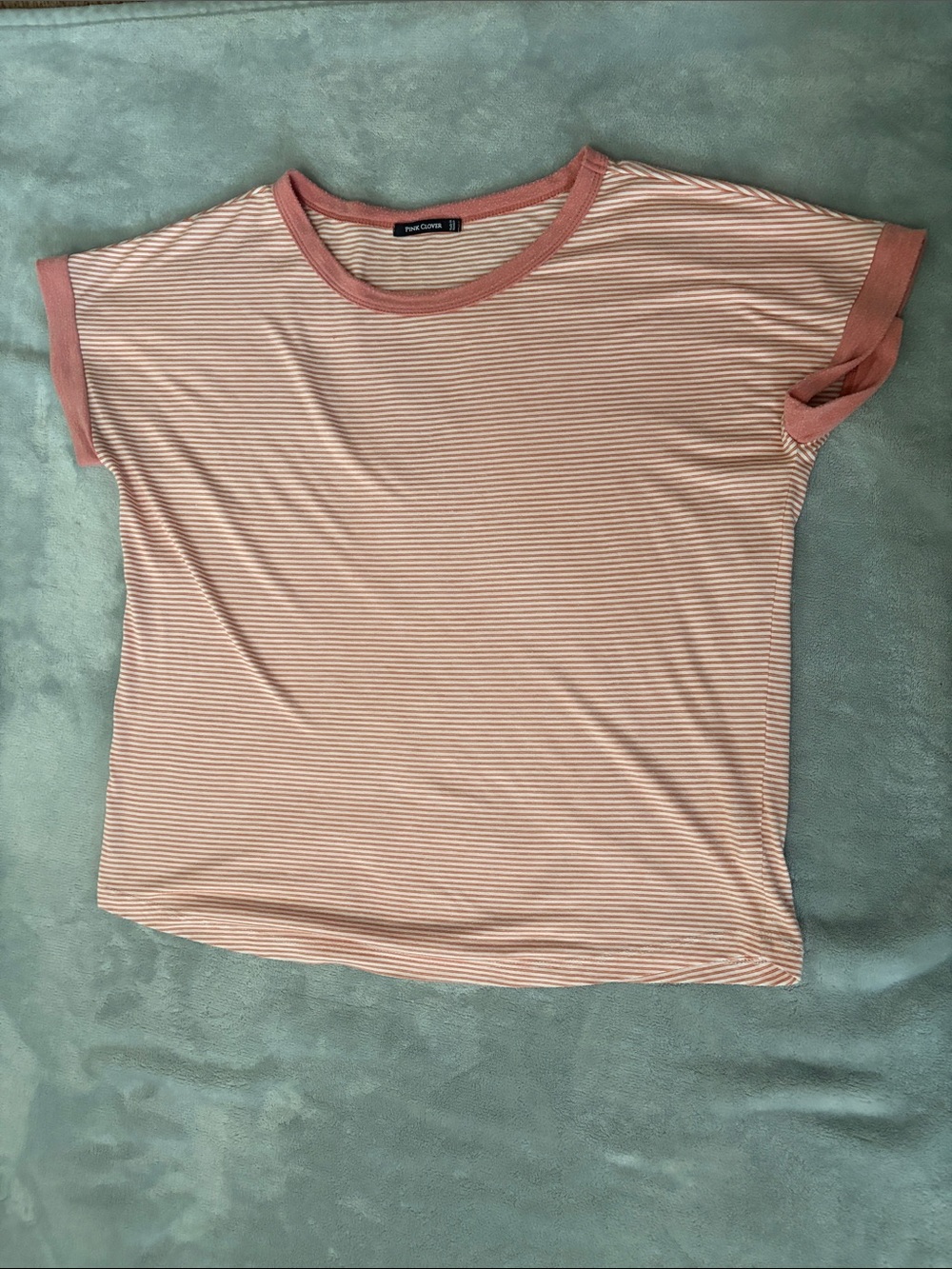 Pink clover Dusty Rose & White Striped Ringer Tee